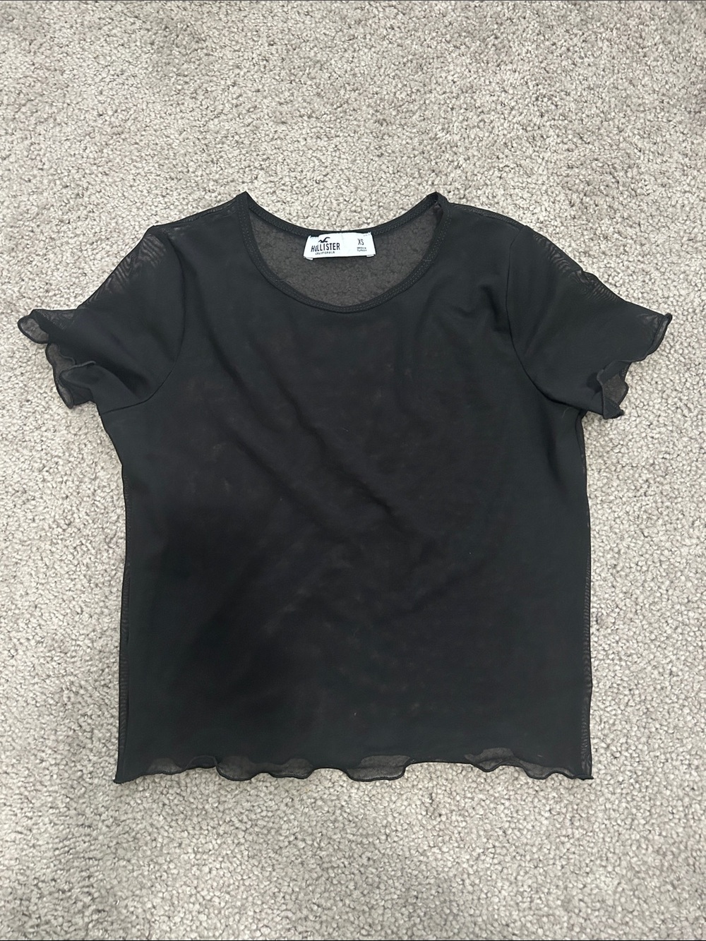 Hollister Black Sheer Mesh Short-Sleeve Tee
